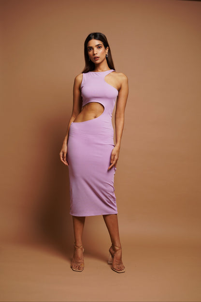Lilac Ribbed Bodycon Dress