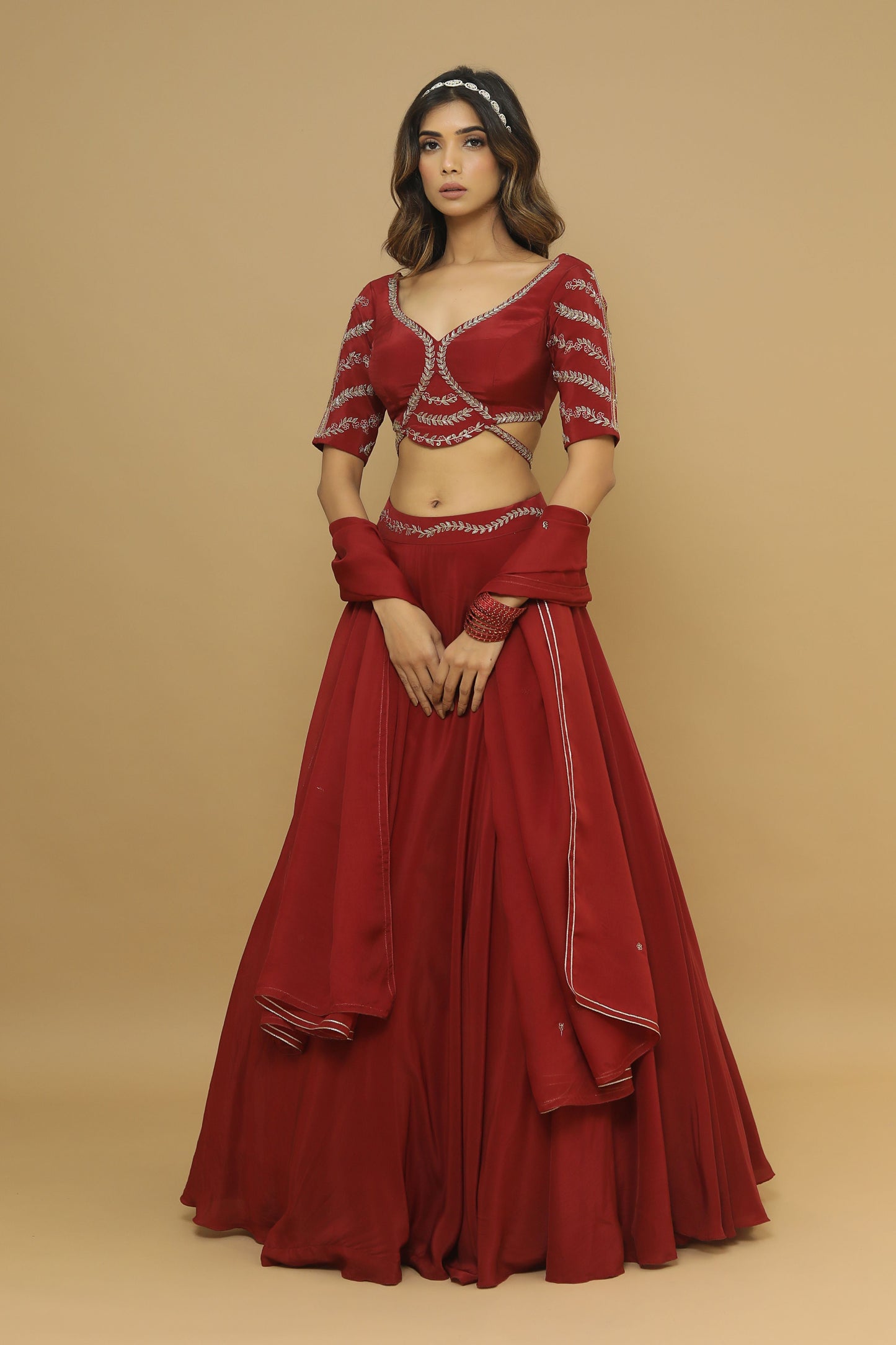 Maroon Lehenga  Set (Set Of 3)
