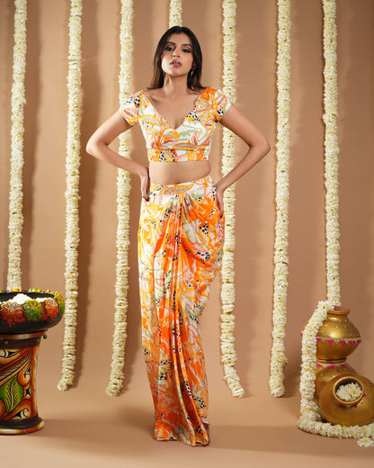 Orange Forest Print Drape Indo Set (Set of 2)
