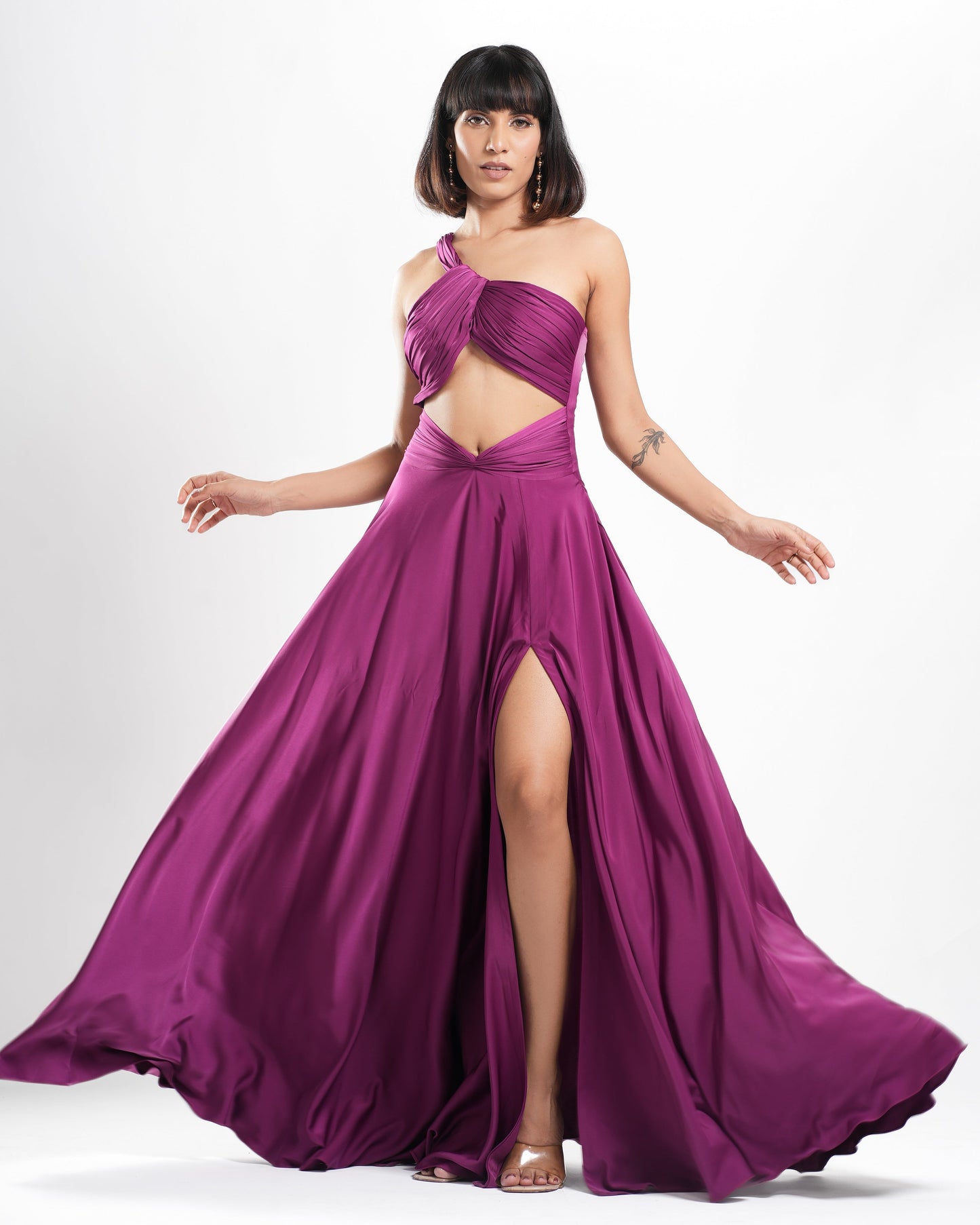 Kerstin - Tyrain Purple Long Drape Dress