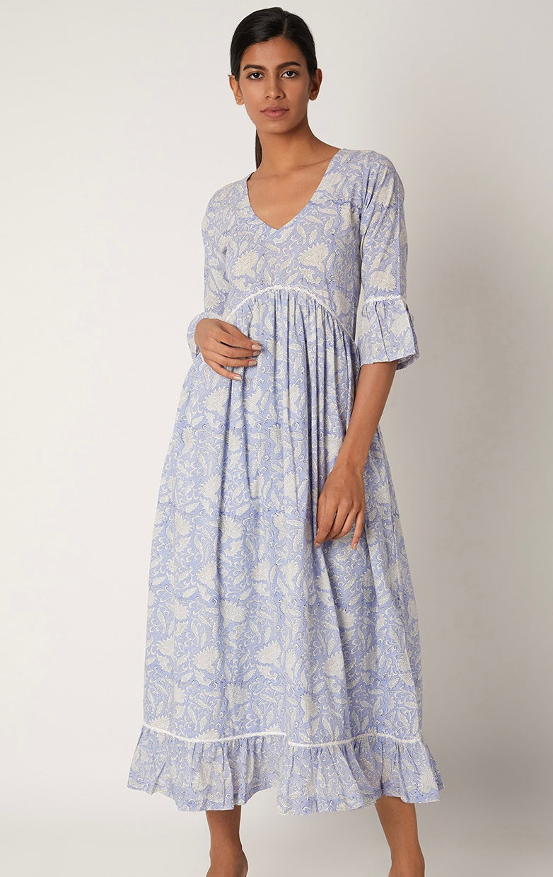 Purple Dress - Printed Purple Long Dress