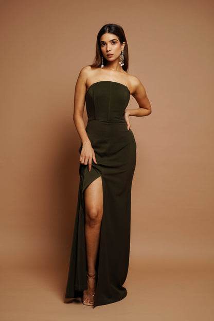 Kai Green Corset Long Dress