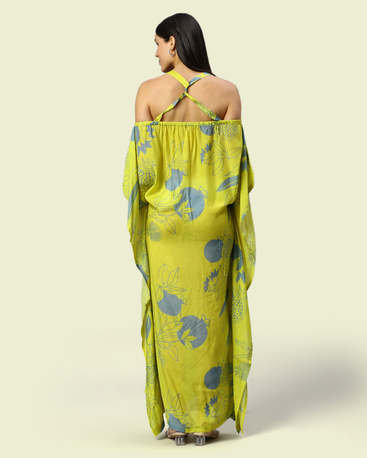 Printed Off Shoulder Long Kaftan