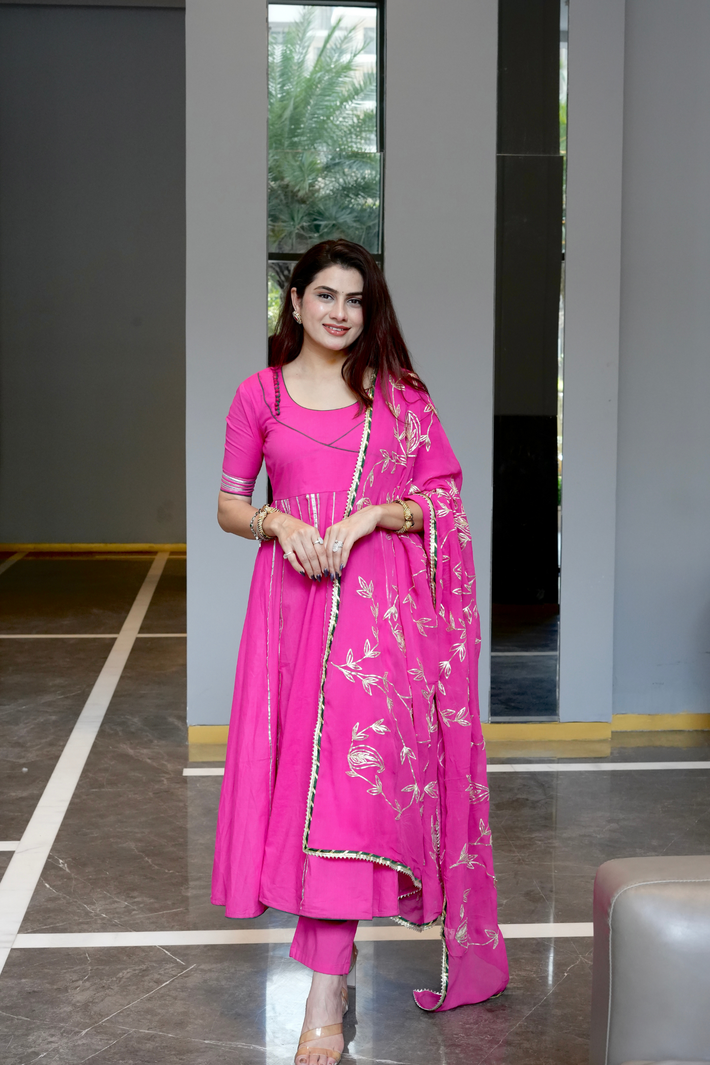PINK ROBIN GOTA WORK SUIT SET