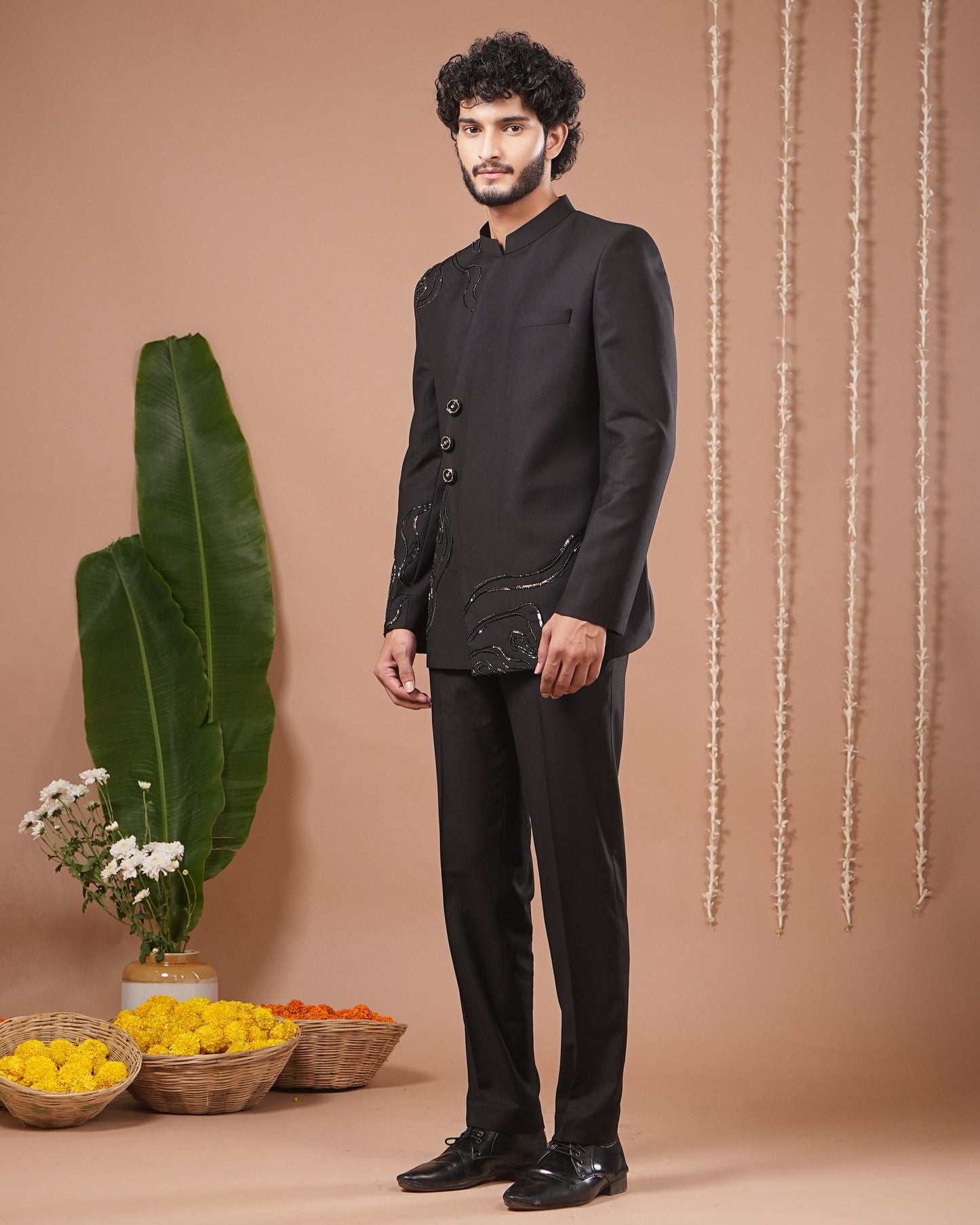 Black Jodhpuri Set (Set of 3)