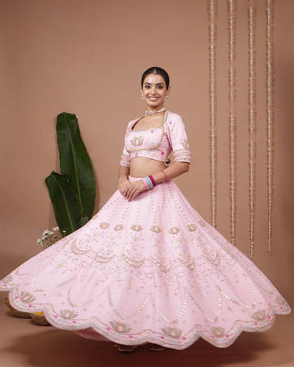 Baby Pink Heavy Lehenga Set (Set of 3)