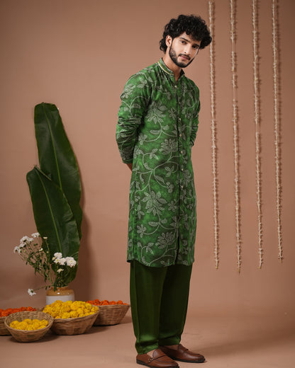 Green Bandhani Kurta + Salwar Set (Set of 2)
