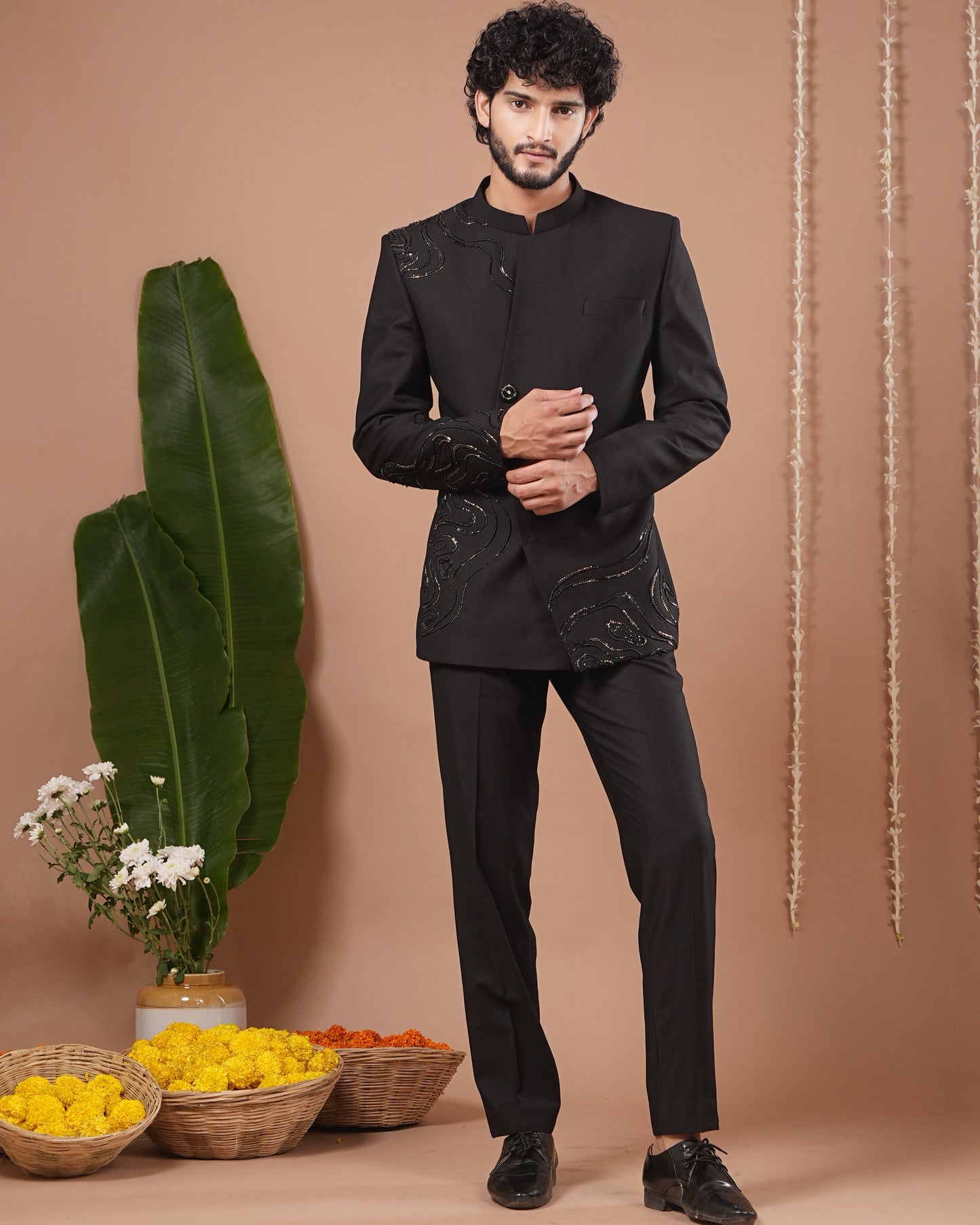 Black Jodhpuri Set (Set of 3)