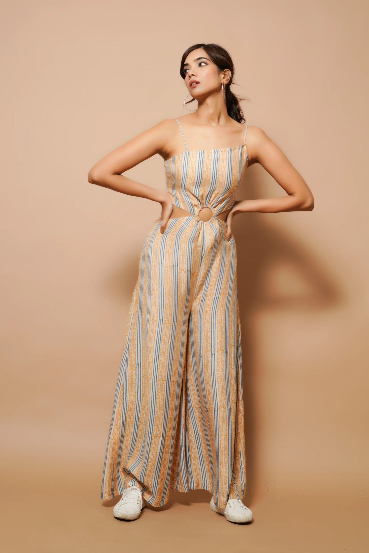 Brown Block Printed Jumpsuit