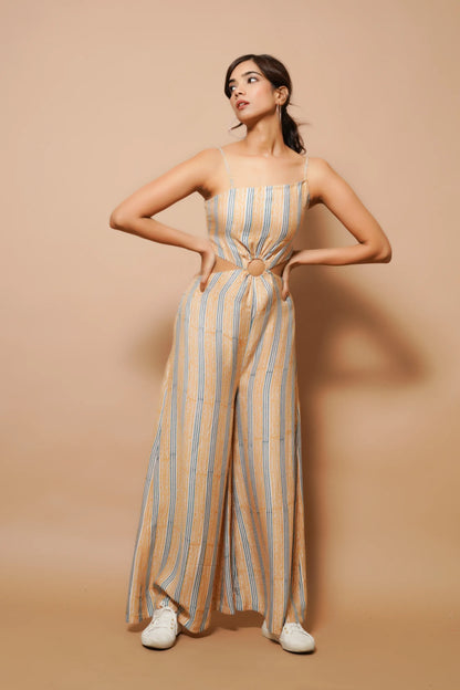 Brown Block Printed Jumpsuit