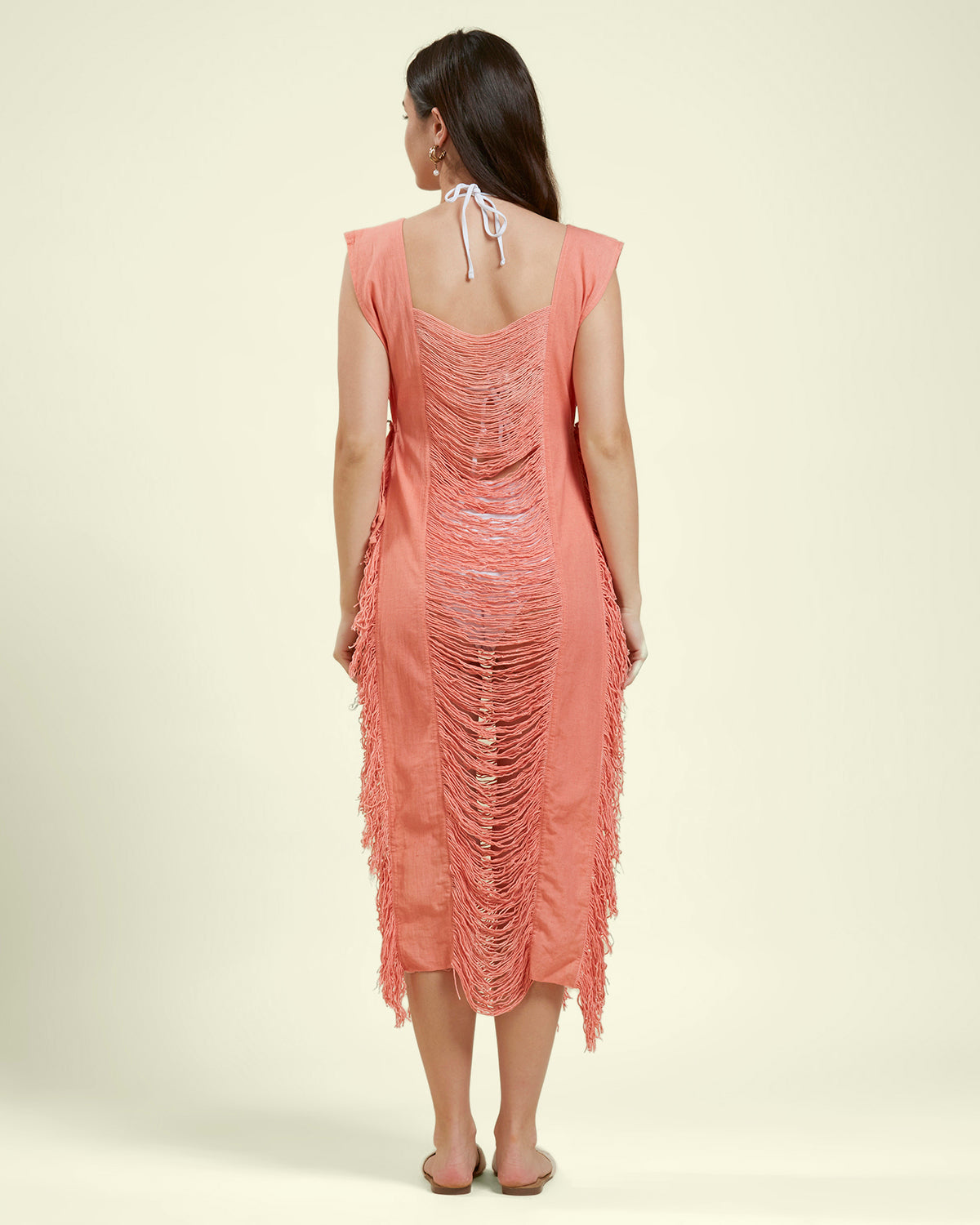 Distressed Beachwear Cover up Pink