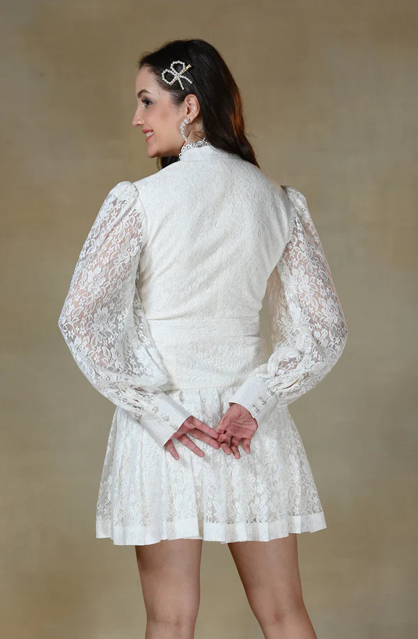 White Chantilly Lace Dress