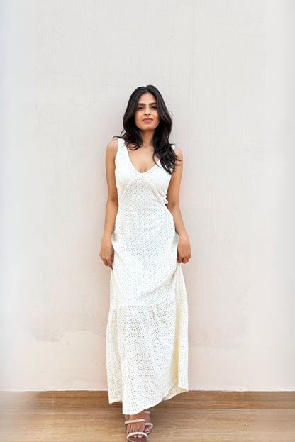 Off-White Schiffli Dress