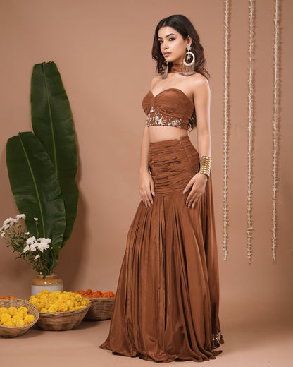 Brown Corset Indo Skirt Dress (Set of 3)