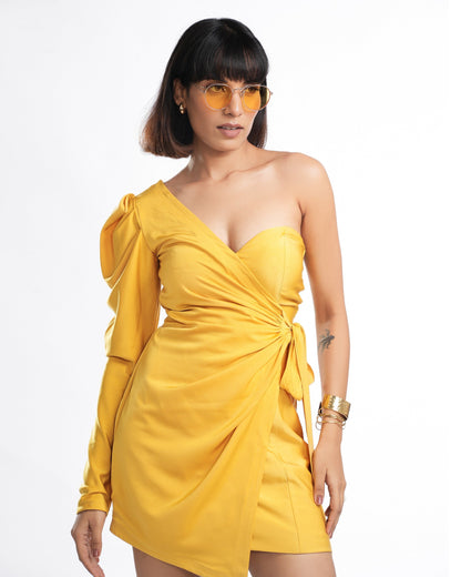 Daisy - Sunglow Yellow One-Shoulder Mini Dress