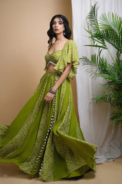 GREEN KAUDI DIGITAL PRINT INDO SET (SET OF 2)