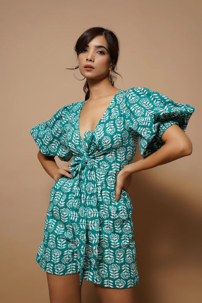Teal Cotton Summer Playsuit