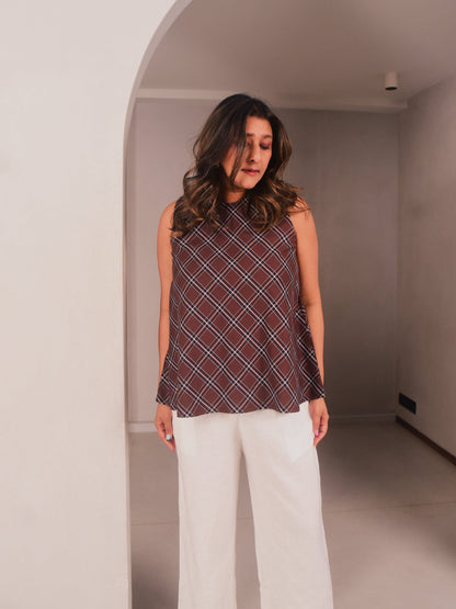 Everyday Top - Brown Checks