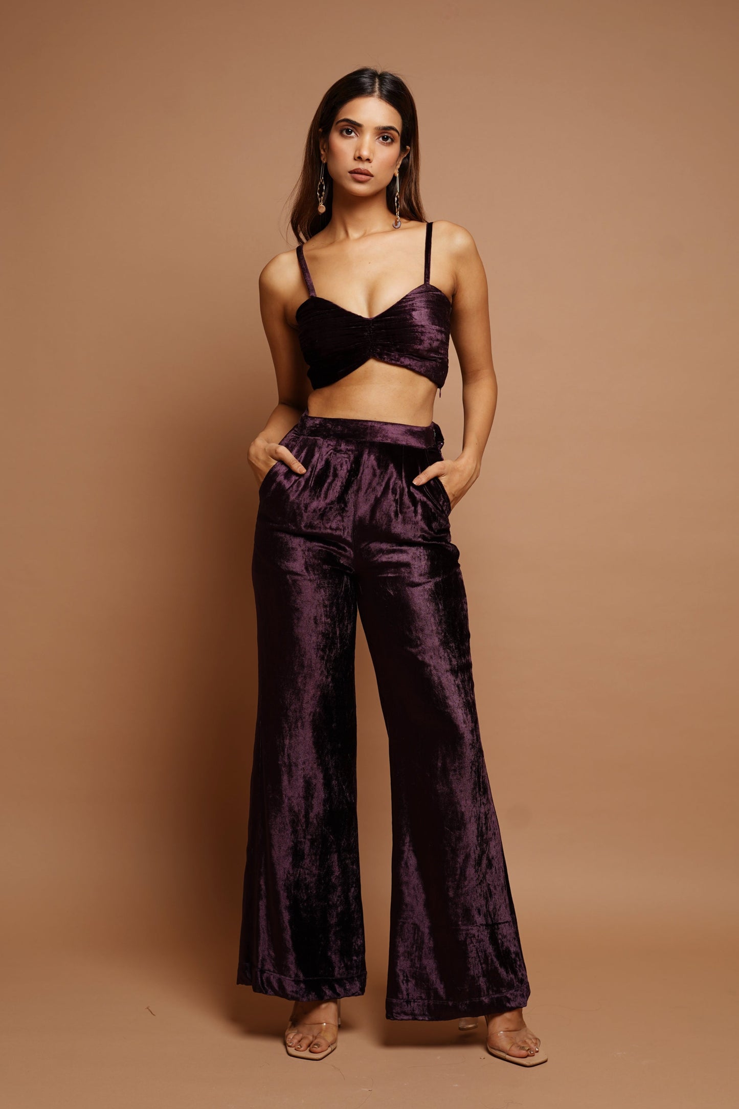 Wine Velvet Coat Set (Set of 3)