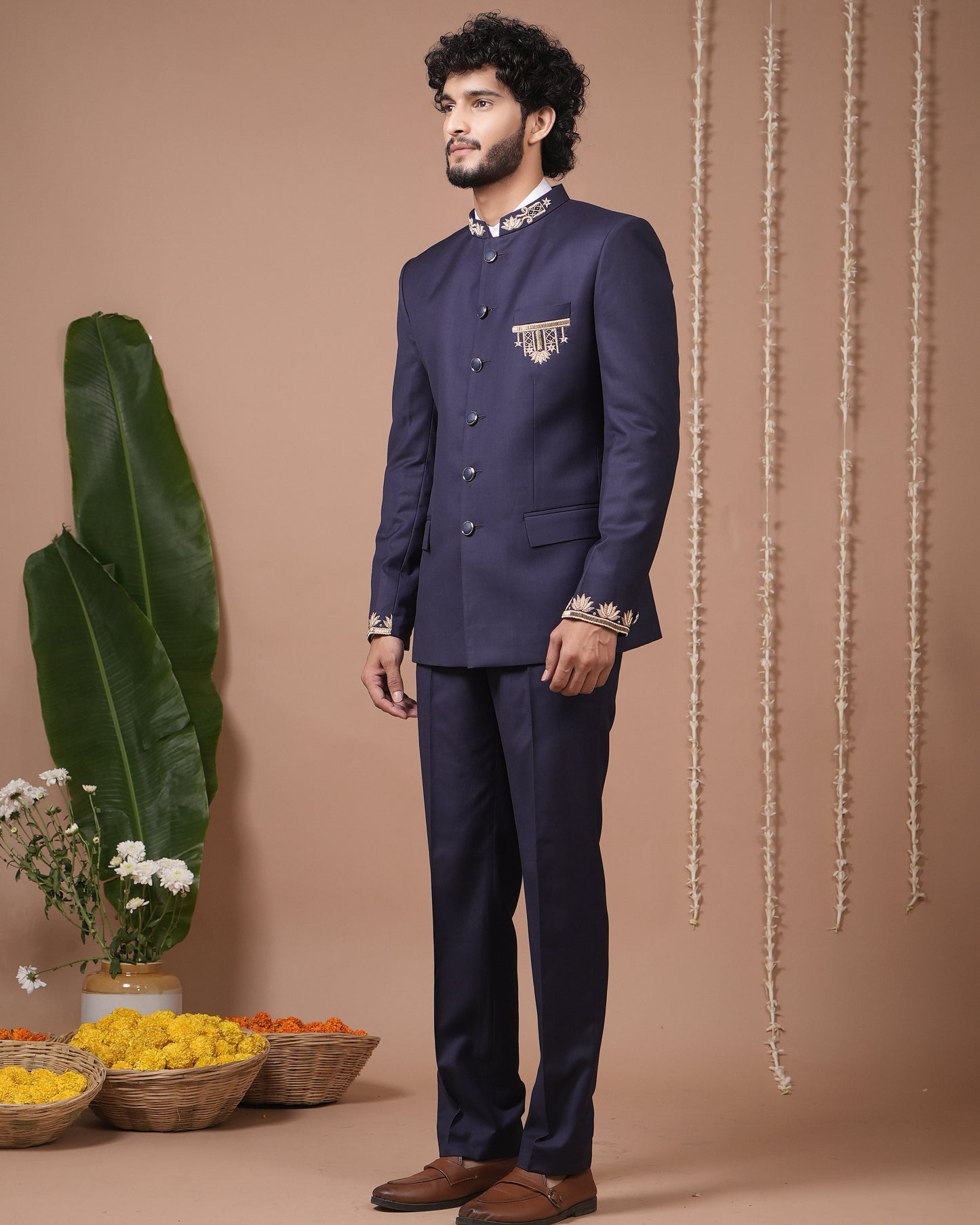 Navy Blue Jodhpuri Set (Set of 3)