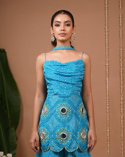 Firozi Bandhani Printed Suit Set (Set of 3)