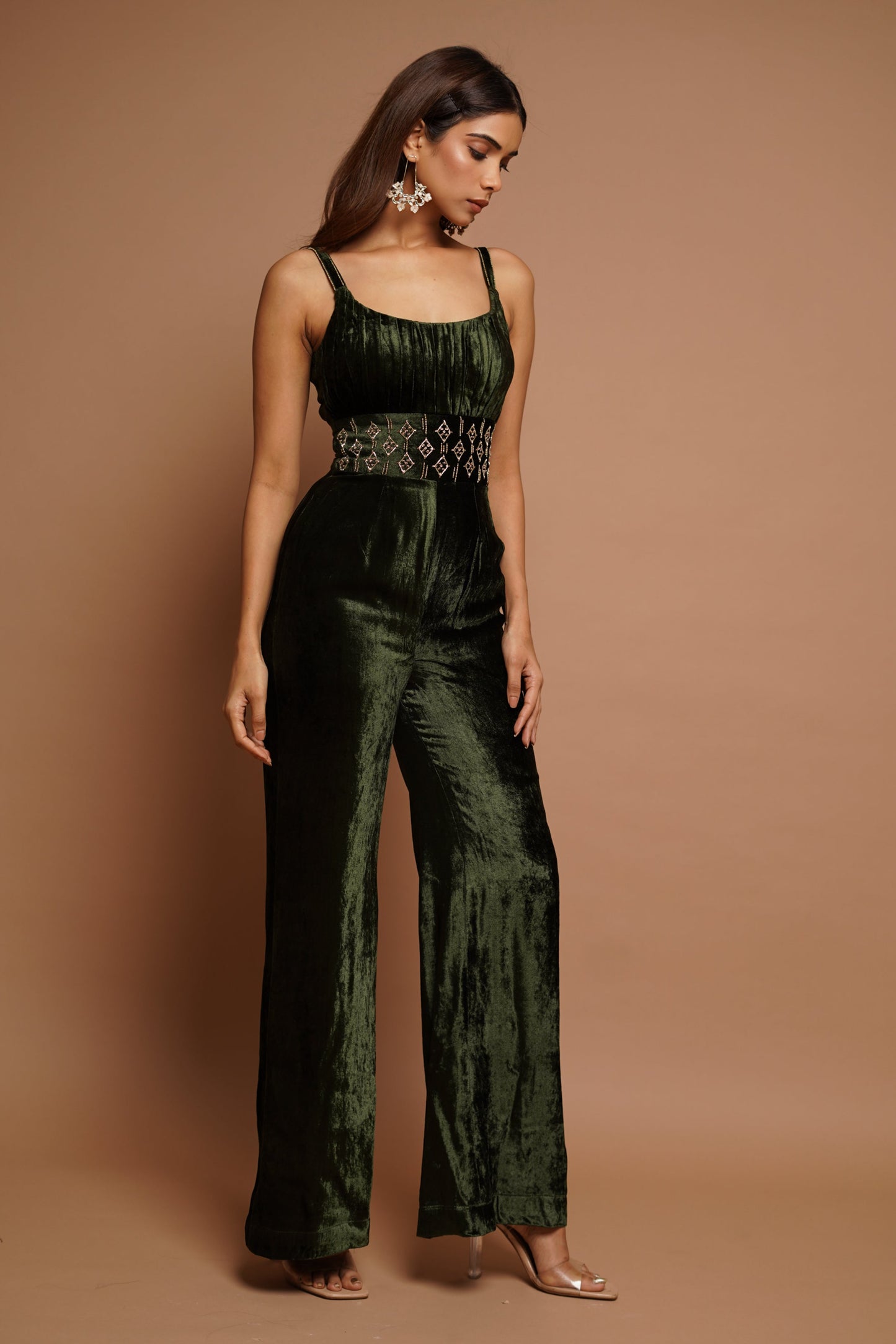 Green Velvet Jumpsuit