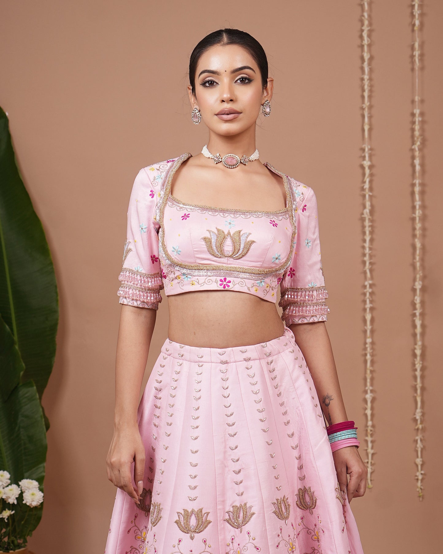 Baby Pink Heavy Lehenga Set (Set of 3)