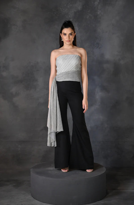 Ice Grey Drape Top