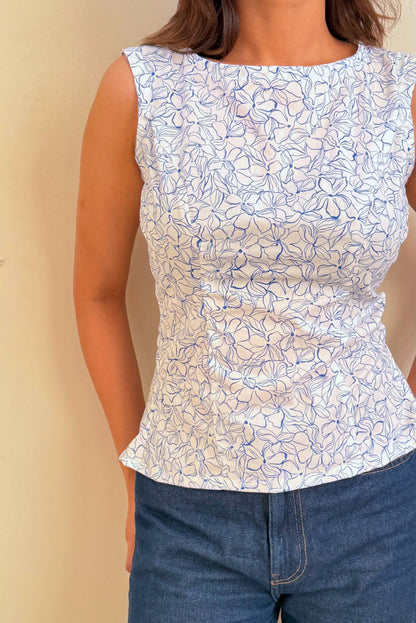 Blue Cloud Backless Top