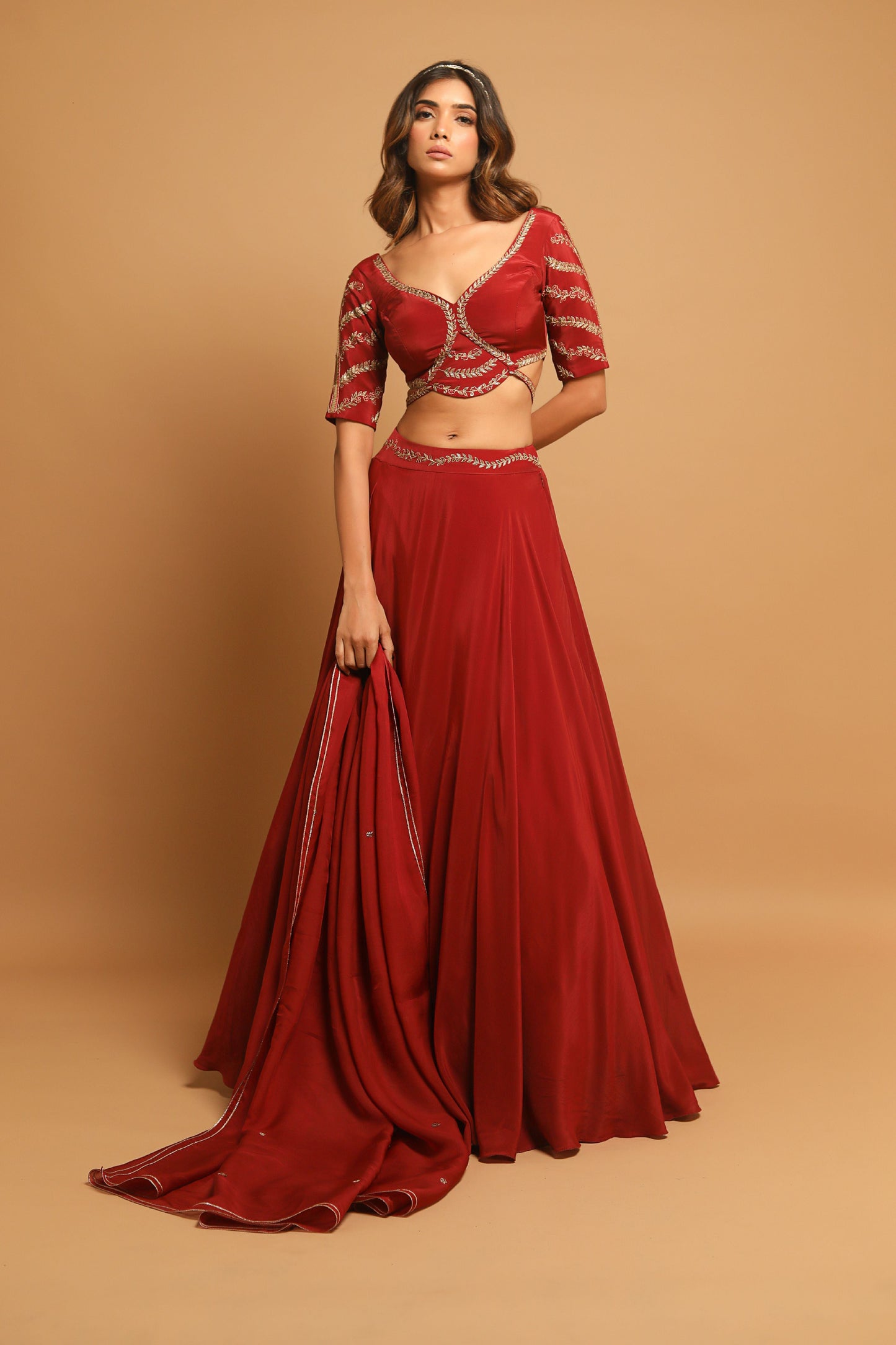 Maroon Lehenga  Set (Set Of 3)