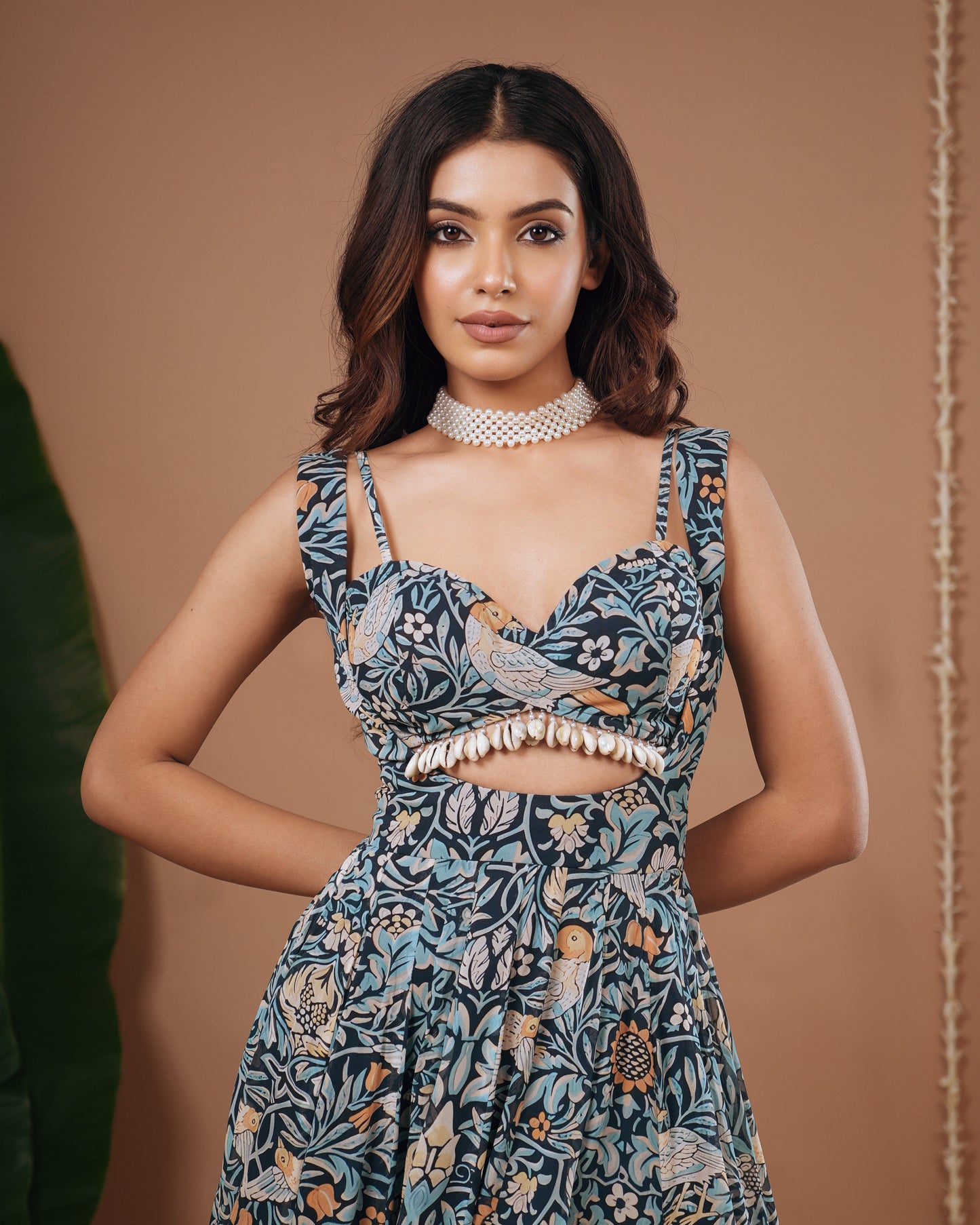 Navy Blue Digital Print Indo Dress (Set Of 2)