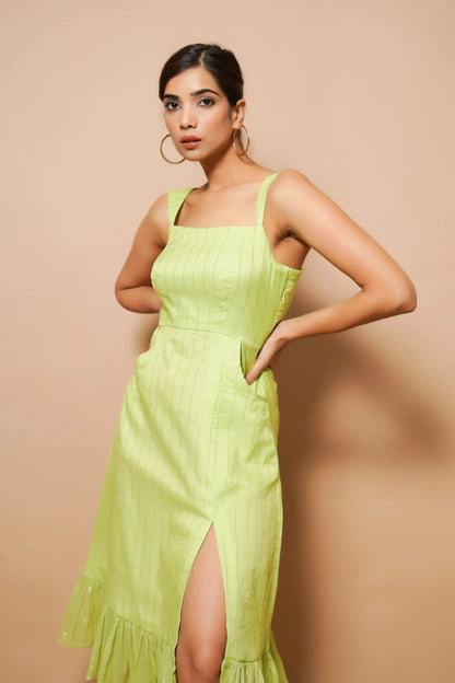 Chanderi Lurex Green Midi