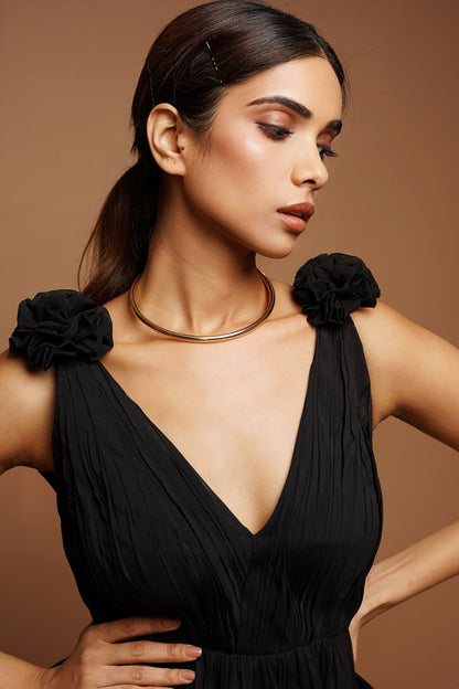 Black 3-D Flower Co-ord (Set of 2)