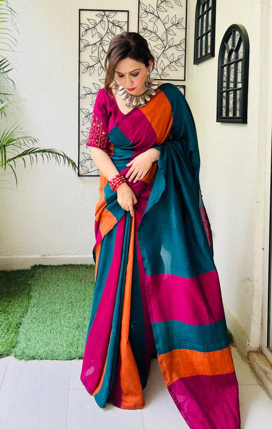 Maitri Multi color saree with blouse