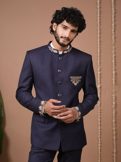 Navy Blue Jodhpuri Set (Set of 3)