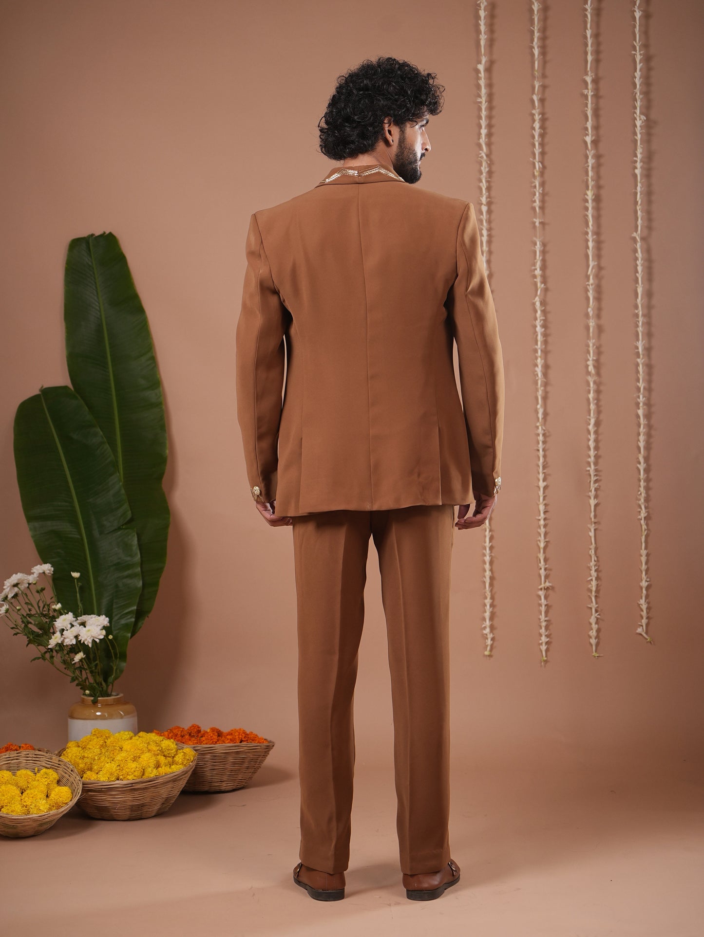 Mustard Coat And Pant Set (Set of 2)