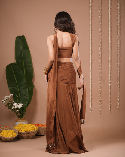 Brown Corset Indo Skirt Dress (Set of 3)