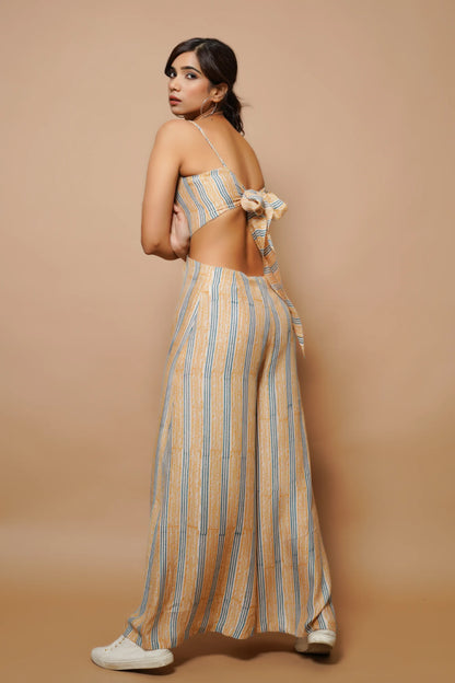 Brown Block Printed Jumpsuit