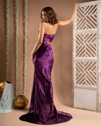 Purple Velvet Indo Drape Set  (Set of 3)