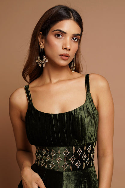 Green Velvet Jumpsuit