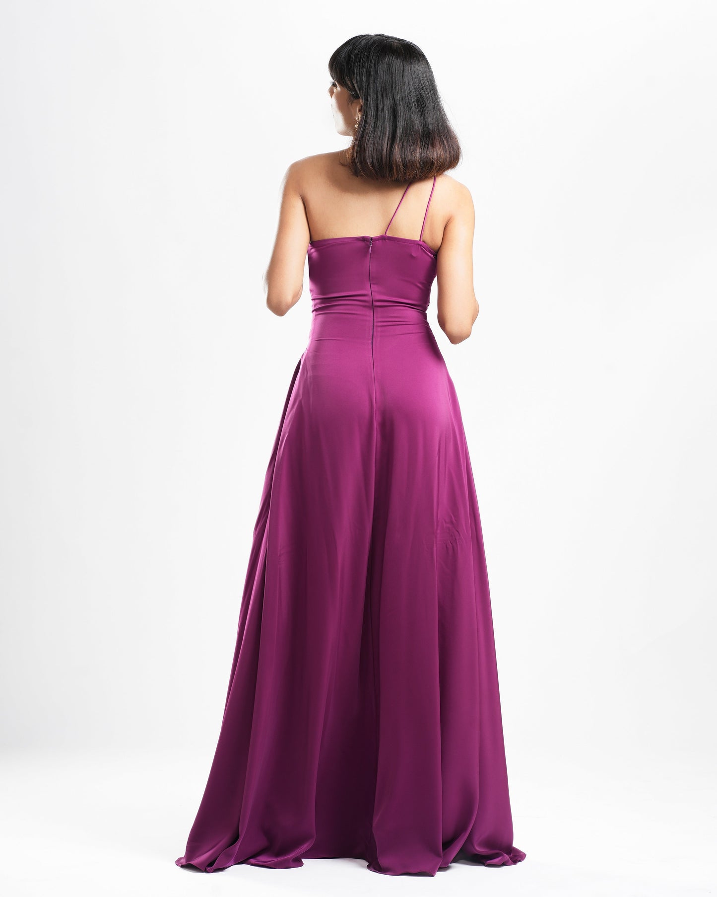 Kerstin - Tyrain Purple Long Drape Dress