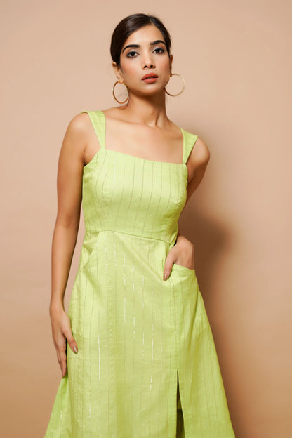 Chanderi Lurex Green Midi