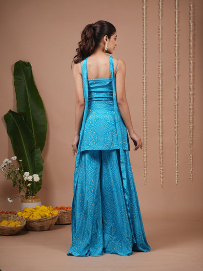 Firozi Bandhani Printed Suit Set (Set of 3)