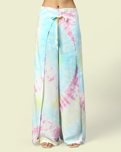 Pink Tie Dye Wrap Pants With Top