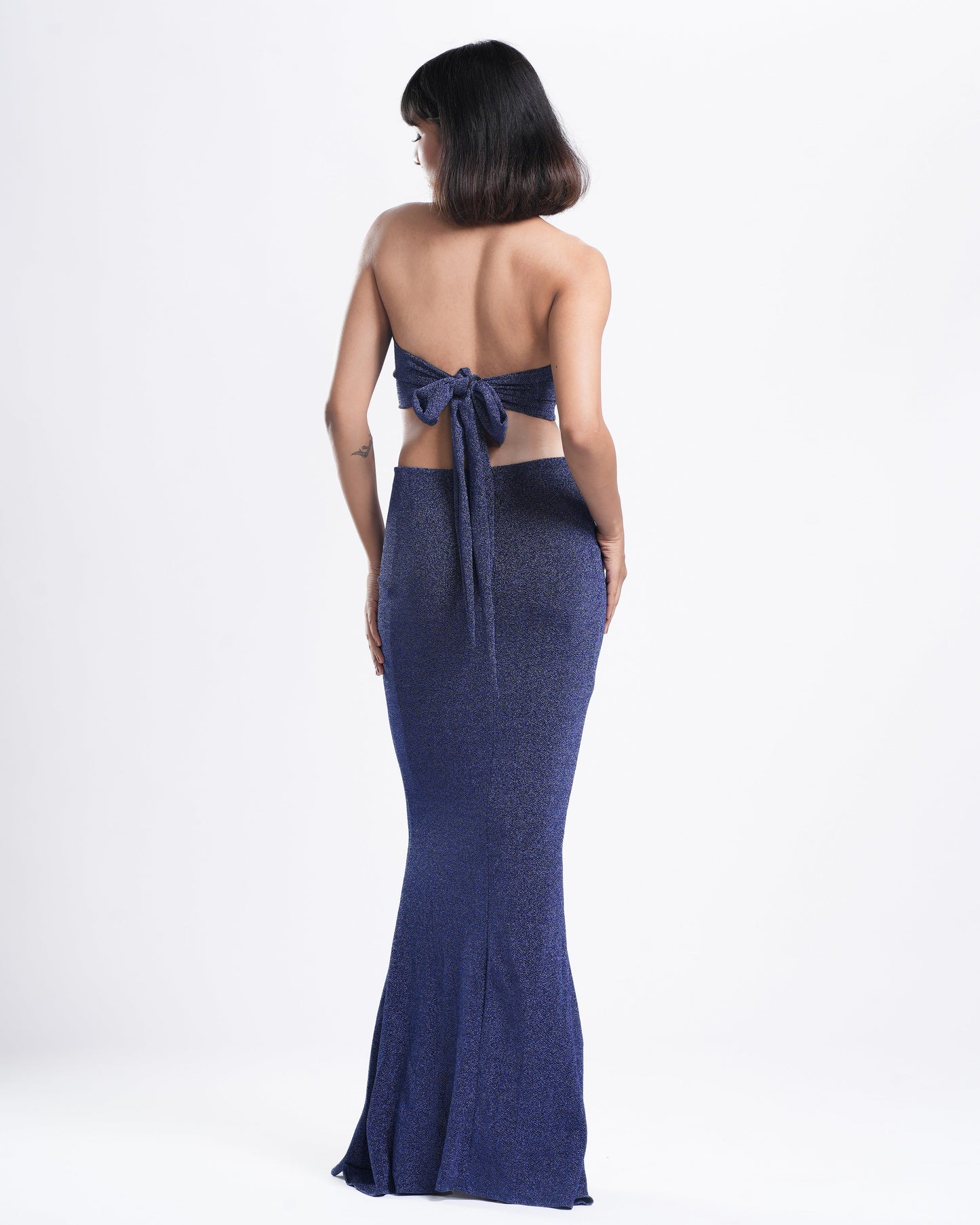 Zyra - Blue Shimmer Mermaid Long Dress ( Set of 2 )