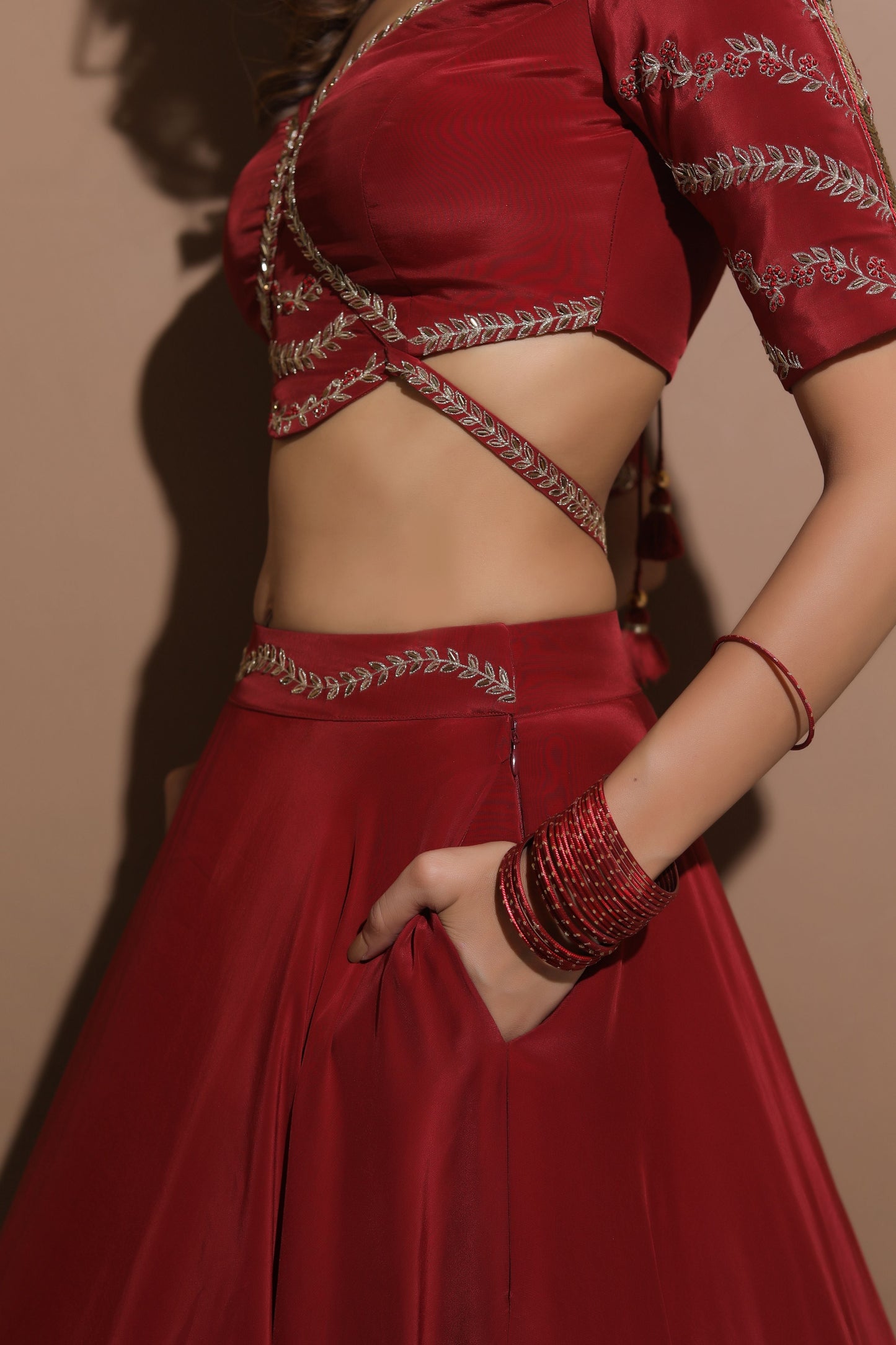 Maroon Lehenga  Set (Set Of 3)