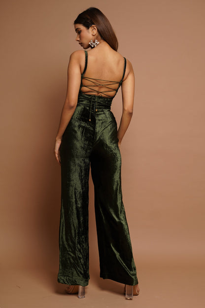Green Velvet Jumpsuit