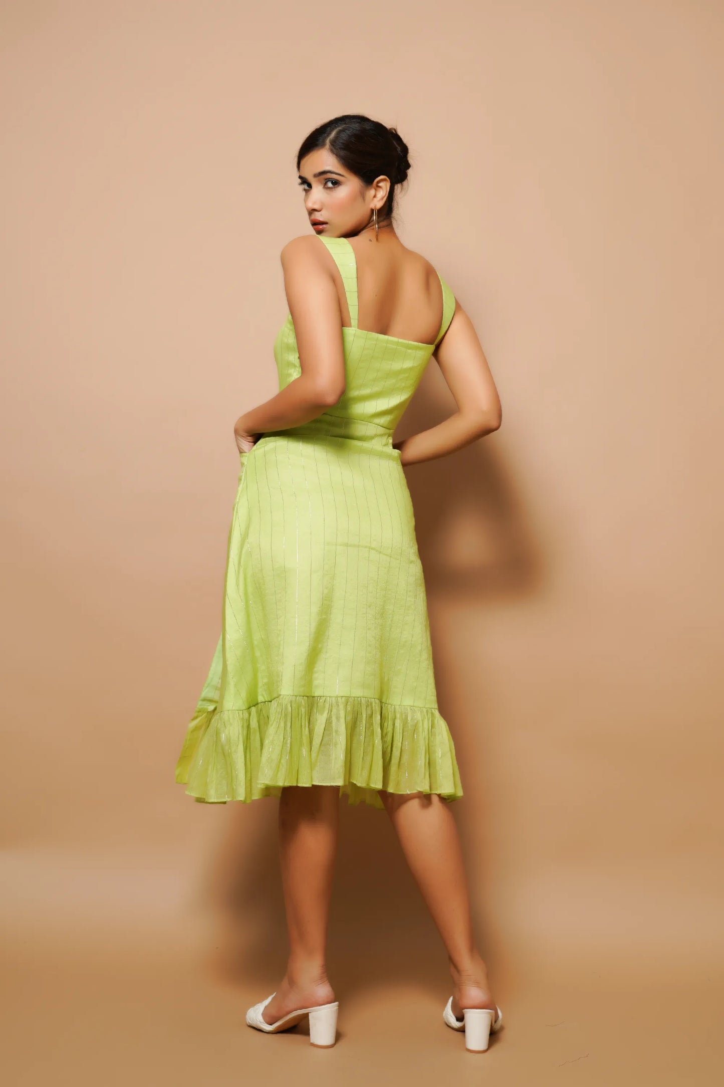 Chanderi Lurex Green Midi