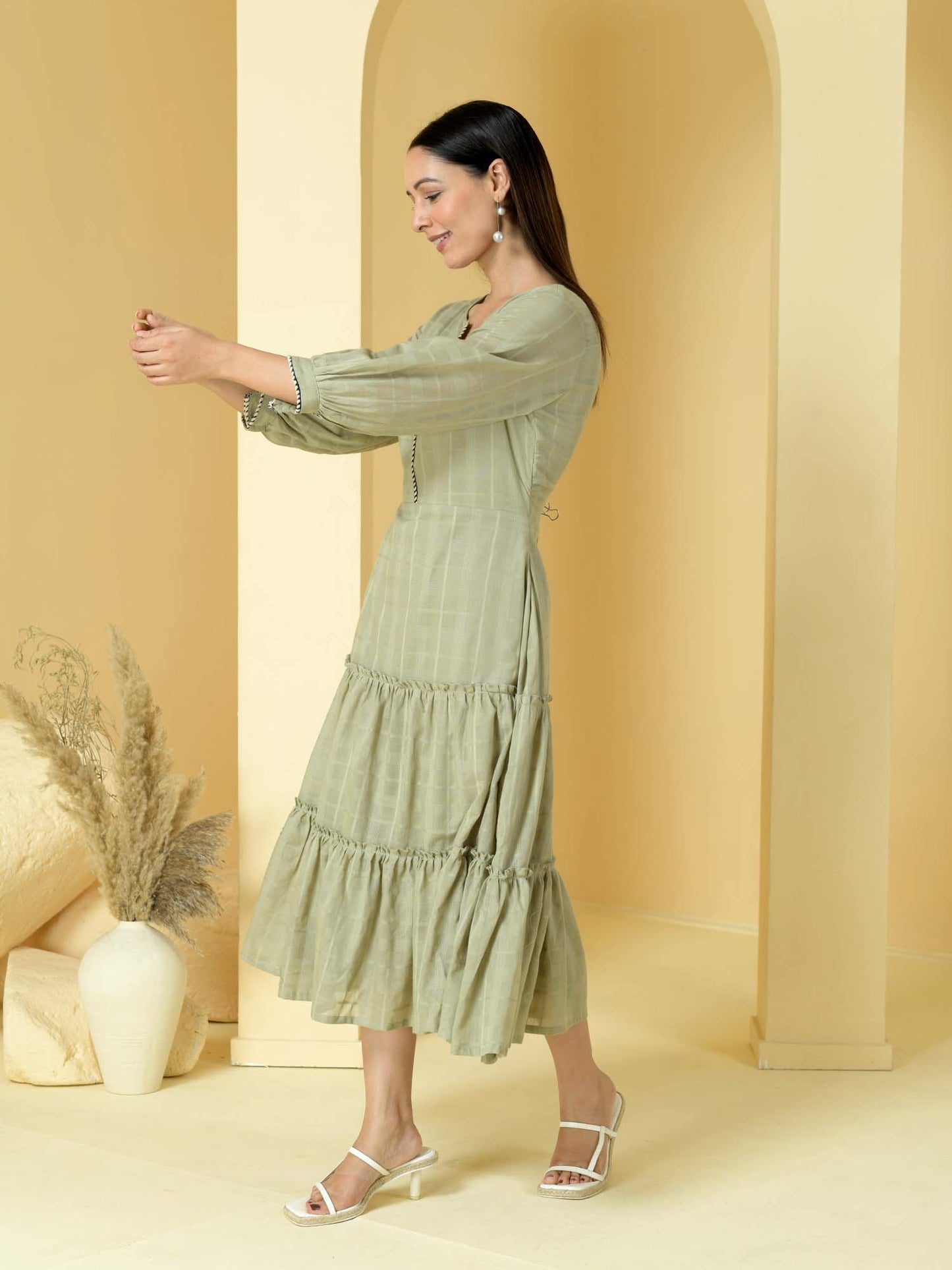 Sage- cotton dress