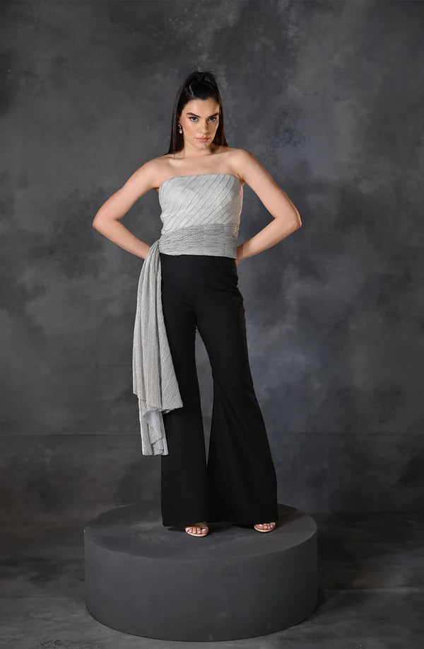 Ice Grey Drape Top